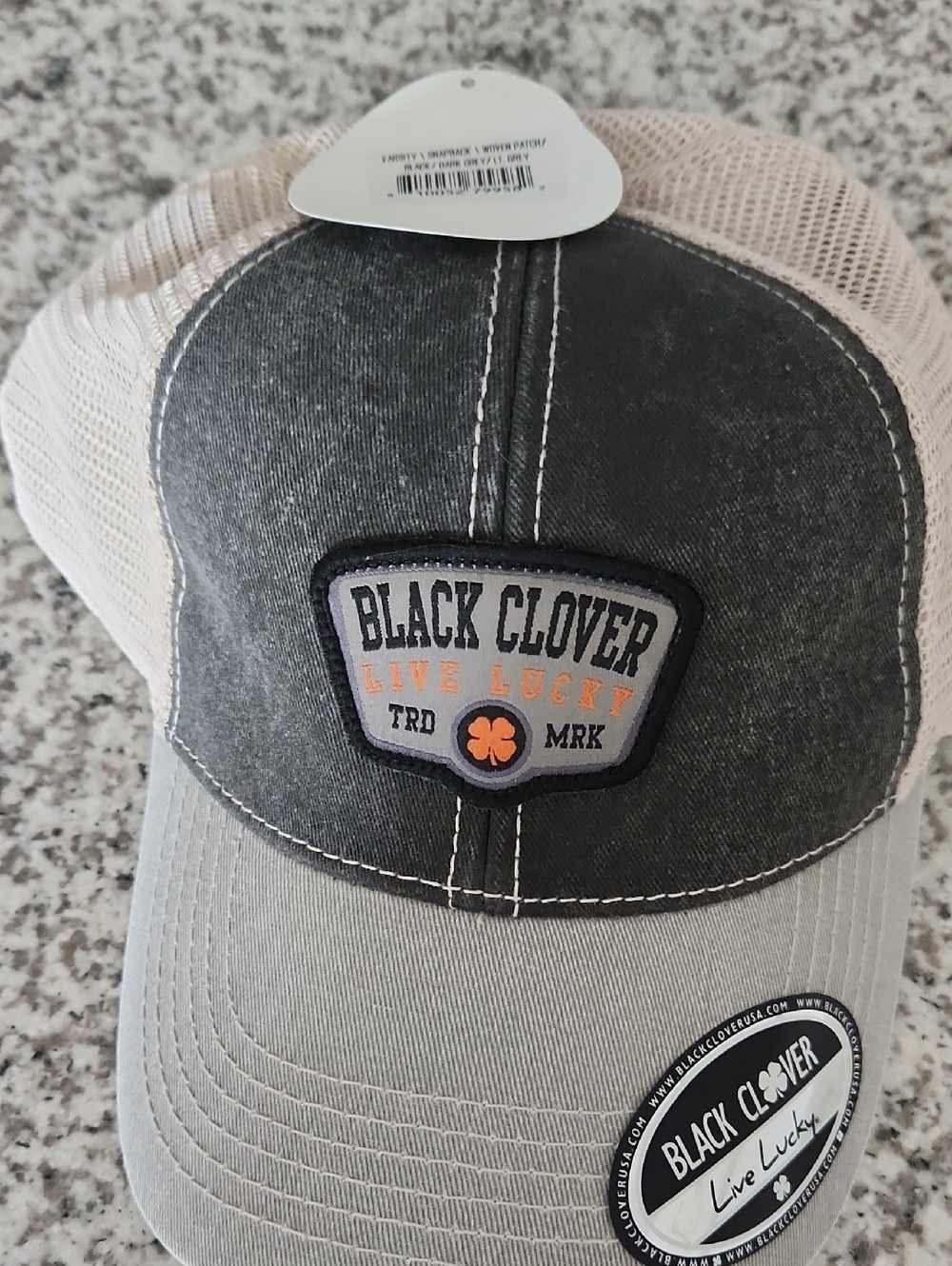 Black Clover Men's Live Lucky Gray Mesh Trucker Hat